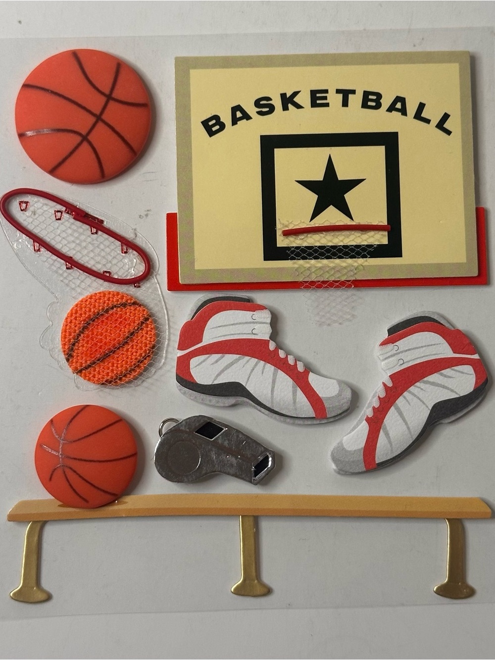 Jolee's Boutique 3D Textured Basketball Scrapbook Journal Stickers NEW (Opened)